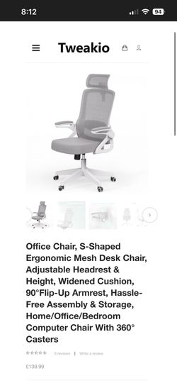 Tweakio Office Chair, S-Shaped Ergonomic Mesh Desk Chair