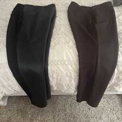 Belle by Kim Gravel Petite Faux Leather Front, Ponte Back Pant