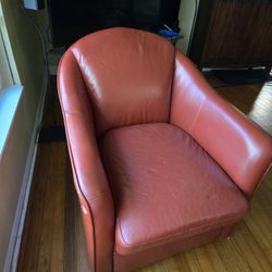 Red Leather Swivel Chair
