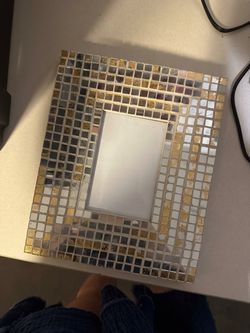 Stunning Silver & Gold Mosaic Glass Picture Frame