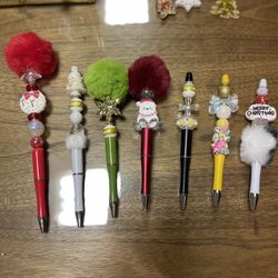 Christmas Themed Beaded Pens