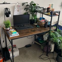 Wooden Desk With Shelf