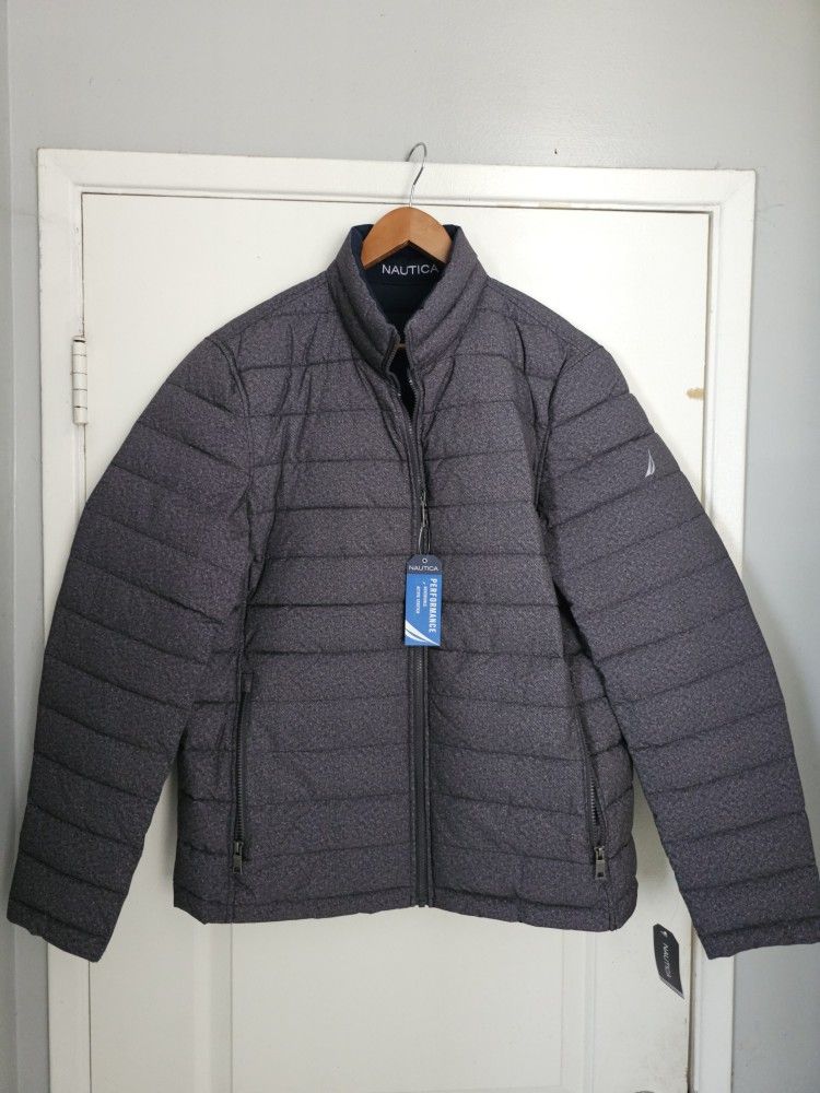 Men's Nautica Jacket Large Reversible Gray Blue