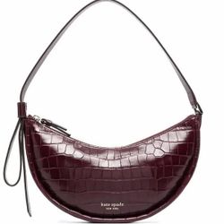 NEW!! kate spade Purse | Smile Croc Embossed Leather Shoulder Bag | Burgundy - Value $300 