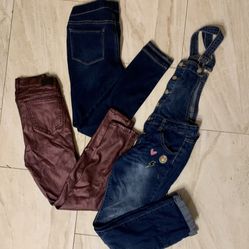 Girls jean pants and overalls lot