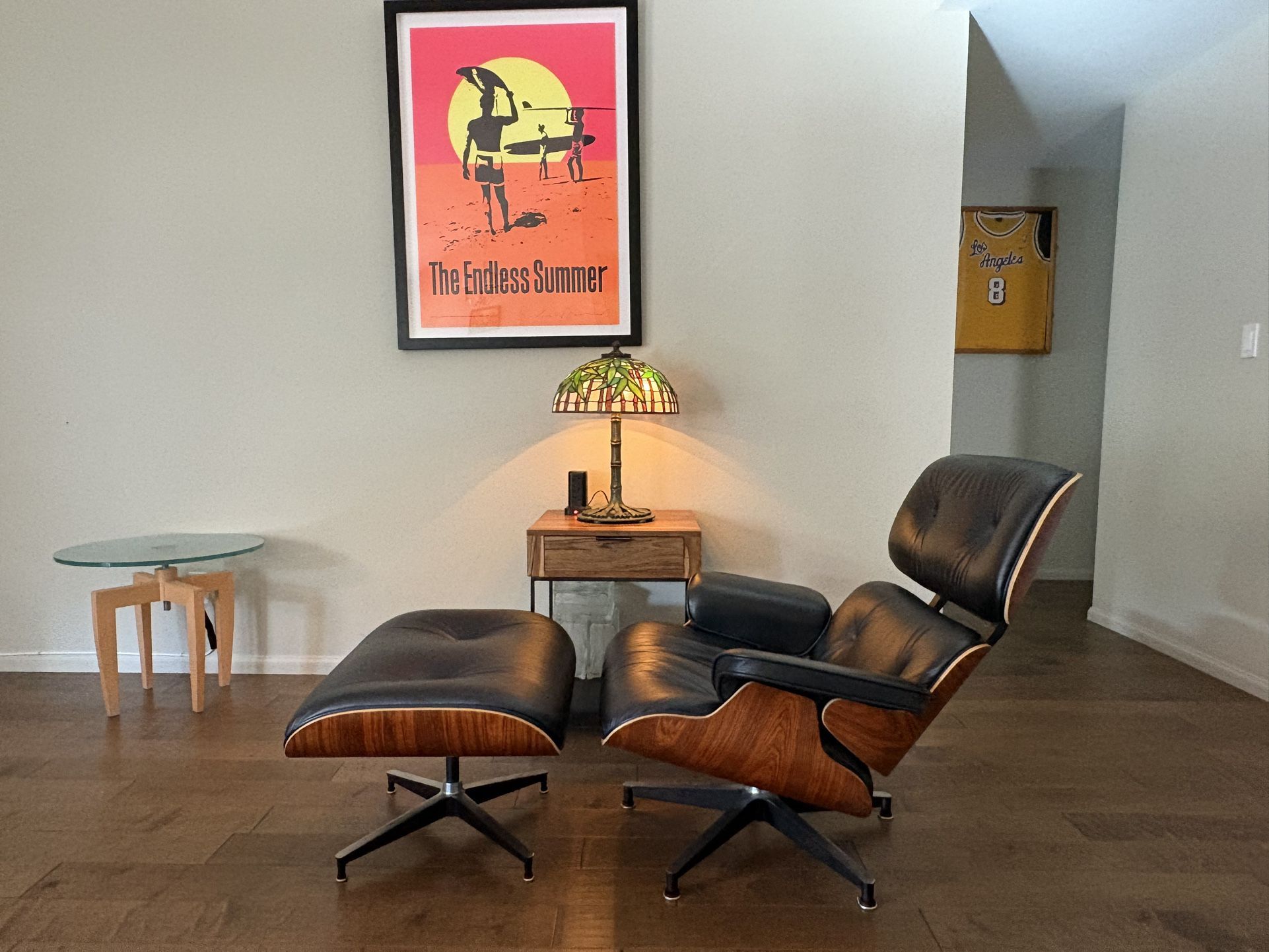 High Back Eames Style Chair And Matching Ottoman