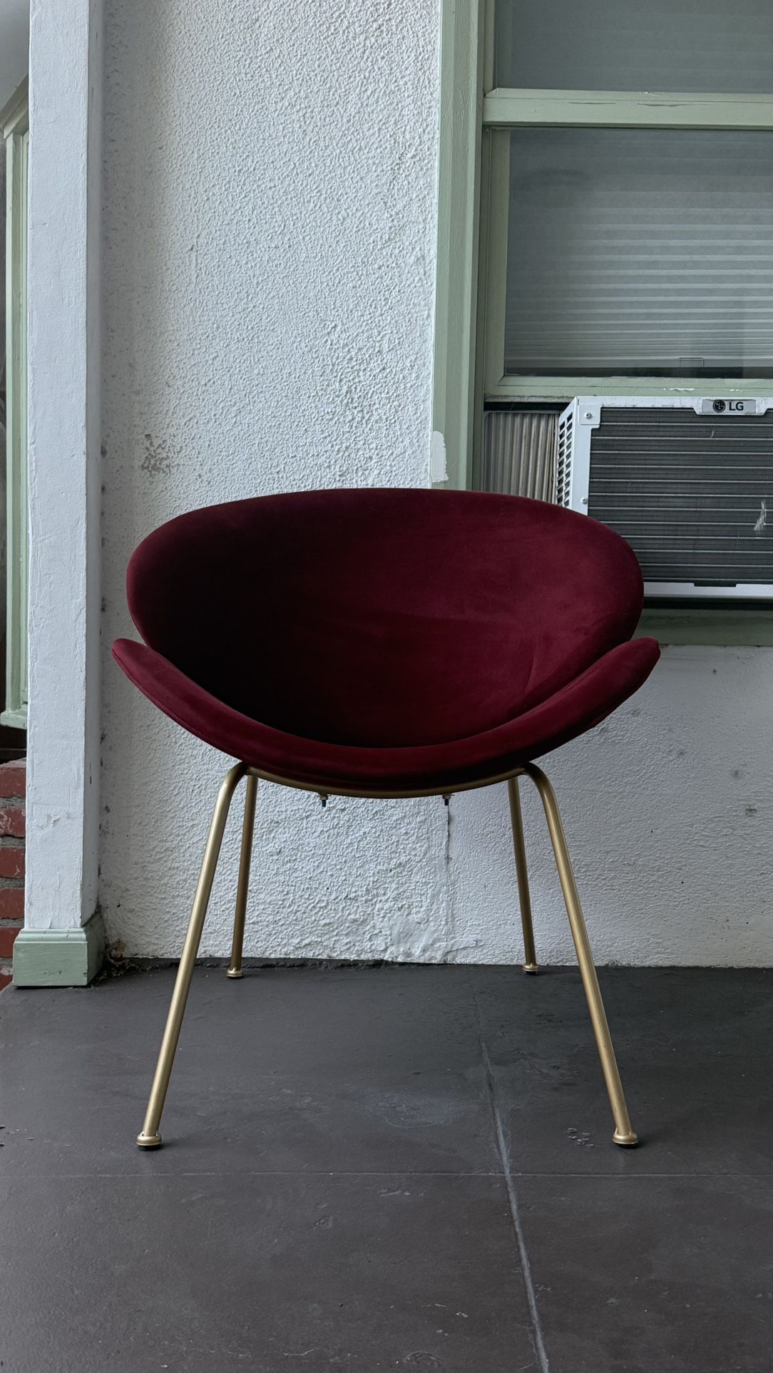 Vine Red Modern Accent Chair with Golden Metal Legs