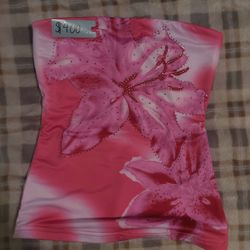 XS Pink Floral Tube top Shirt