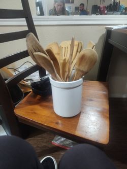 Wooden Utensils W/ Holder