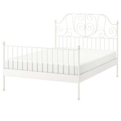 Ikea Leirvik Bed Frame White Full Size Iron Metal Country Style