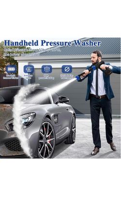 Handheld Pressure Washer Portable Powerful Cleaner 50bar/725PSI 350W Cordless Power Washer with Rechargeable 1 Pack 1500mAh*10 Battery Brushless Motor