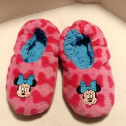 Disney Minnie Mouse Girls Slippers Pink Slipper Socks Size M / L 9 10 11 12