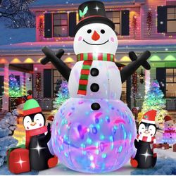 6 FT Christmas Inflatable Snowman Outdoor Decoration with Build-in Multicolor LEDs