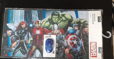 Marvel Avengers Iron Man Hulk Laptop Non-Slip Pad & Captain Marvel Mouse Miniso