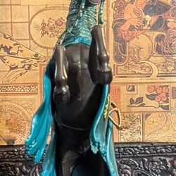 Blue Box 2006 Medieval Horse Brown with Teal Green Armor Figurine Toy Figure