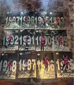 1998 Michael Jordan Upper Deck Gatorade Complete Set Of 12 Jumbo Gold Cards