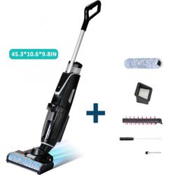 Wireless Wet and Dry Vacuum Cleaner, 3-in-1 Floor Cleaner with Two Tank System, 5000mAh, Self-Cleaning System,