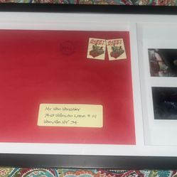 MOVIE PROP(s) - How The Grinch Stole Christmas SCREEN USED Envelope & Trash FRAMED DISPLAY