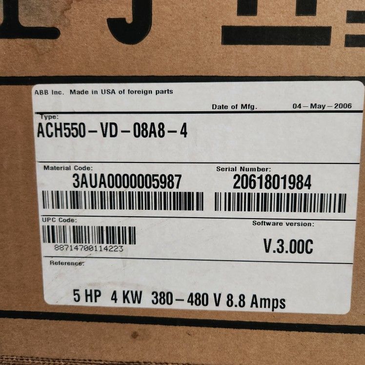 ABB Ach-550 5hp 460-3-60 VFD DRIVE