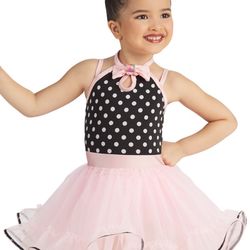 Weissman Girls Polka Dot Strappy Dance Performance Dress Size: (Small (6/6X))