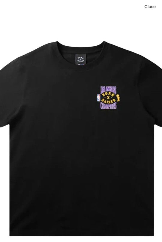 Born x Raised x New Era Lakers NBA 2020 17x Champions Black Tee Sz M