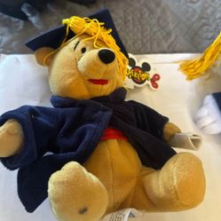 2001 World Disney Winnie The Pooh Plush Graduation with Diploma bear rare