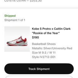 Nike Kobe 5 Protro Caitlin Clark Rookie of the Year Size 9.5 Men’s 