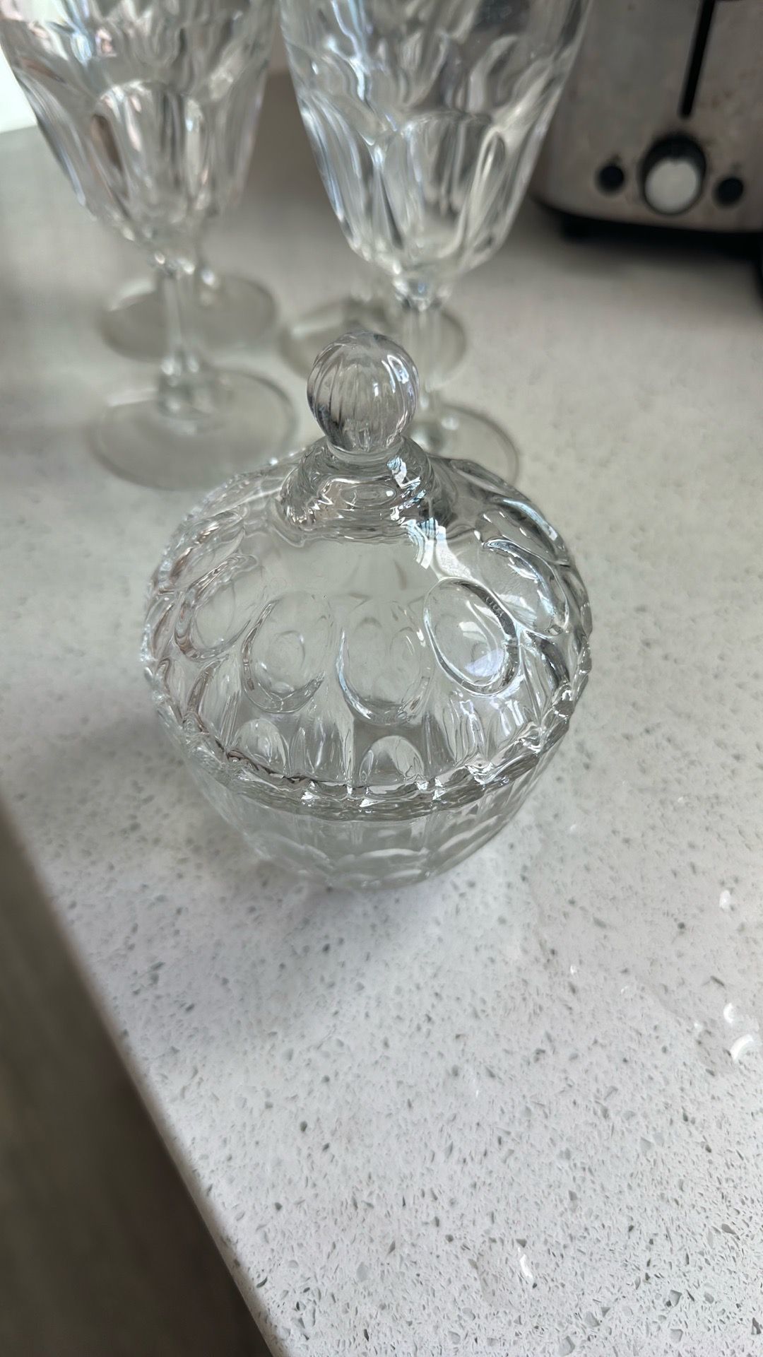 clear glass thumbprint pumpkin candy dish