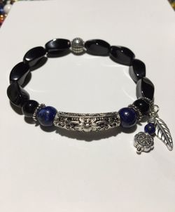 Black onyx/lapis lazuli handmade Bracelet!