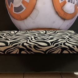 Zebra Storage Ottoman. ( wood frame )
