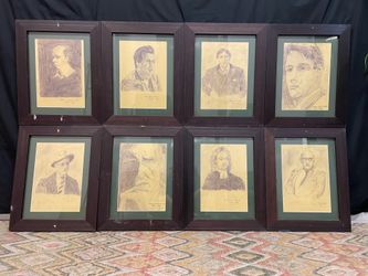 Old Sketches Irish Poets /Writers H23”x18.5” 8pieces