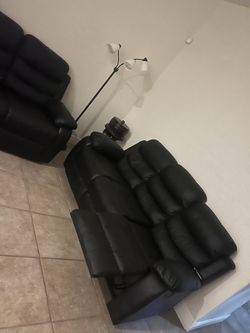 Juego De Sala De 2 Piezas Reclinables Con Dls Lámparas De Pie