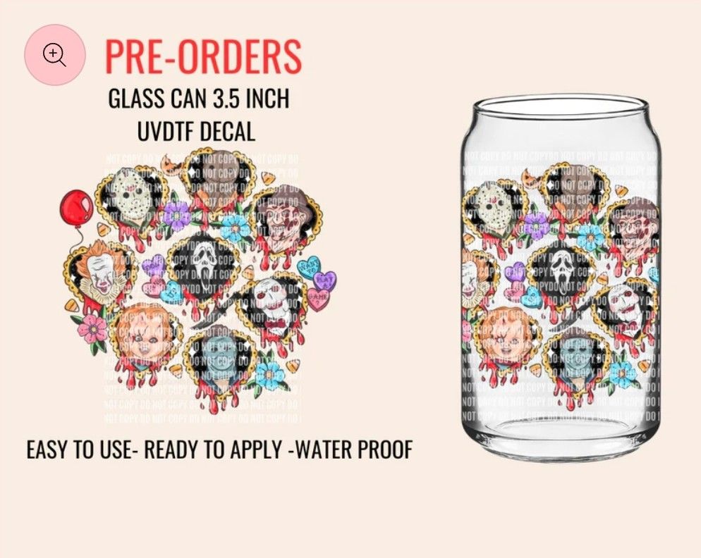 Halloween UV DTF Wraps STARBUCKS GLASS CUPS