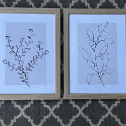 Two Botanical Organic Wall Art Pictures