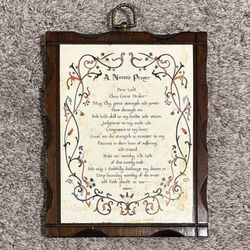 Vintage A Nurses Prayer Wooden Wall Plaque Art Home Decor