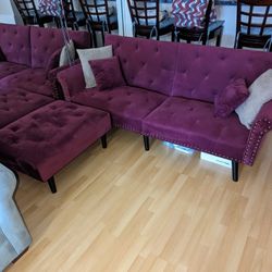 Sofa, Sectional, Futon, Maroon