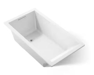 Underscore 66” x 36” Acrylic Alcove Rectangular Soaking Bathtub with Reversible Drain in White