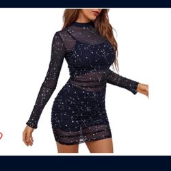 Classy Black Glitter Contrast Lace Party Dress