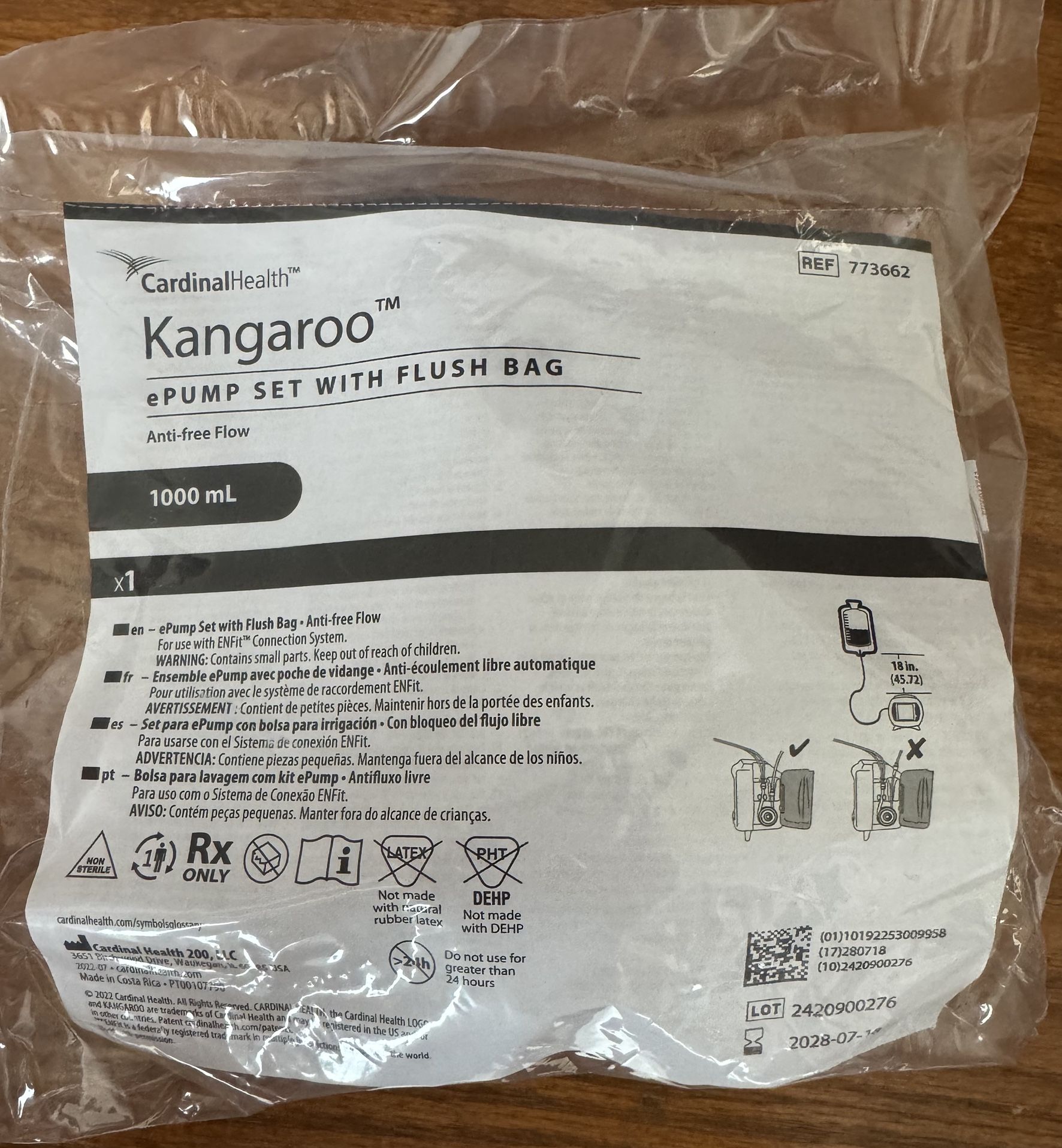 30 Kangaroo Joey Pump Set 1000ml Bags REF 763662