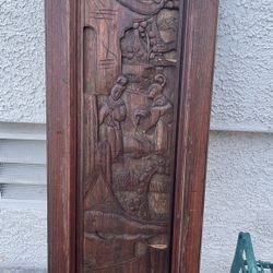 Antique Solid Wood Wall Display Curvings Frame Chinese Sculpture 