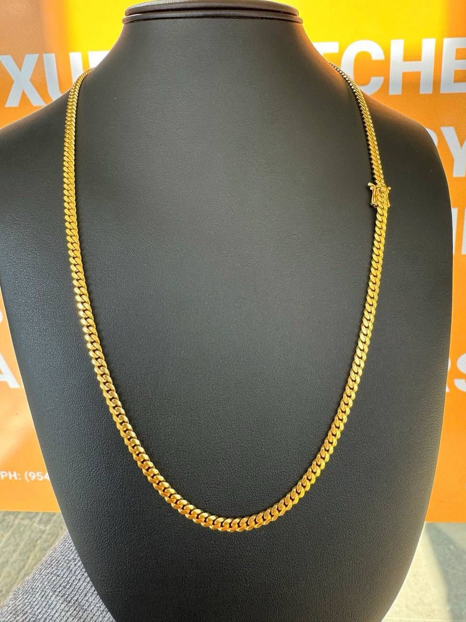 14k solid Yellow Gold brand New Cuban link 24β Chain necklace 32.4 grams 4mm
