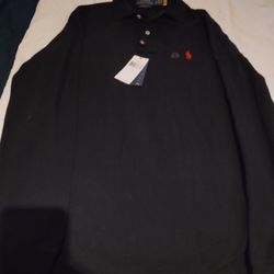 Polo Ralph Lauren Men's Classic-Fit Mesh Long-Sleeve Black Polo Shirt - Size S