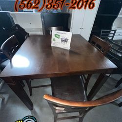 Four Chair Table Brown With Wooden Finish Cafe Comedor 