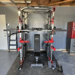 Smith Machine 200 | Adjustable Bench | 245lb Cast Iron Olympic Weights | 7ft Olympic Bar | Fitness | Gym Equipment | FREE DELIVERY/INSTALLATION 🚚 🛠️
