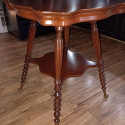 1900/1910 Vintage end table and glass ball Cherry nightstand