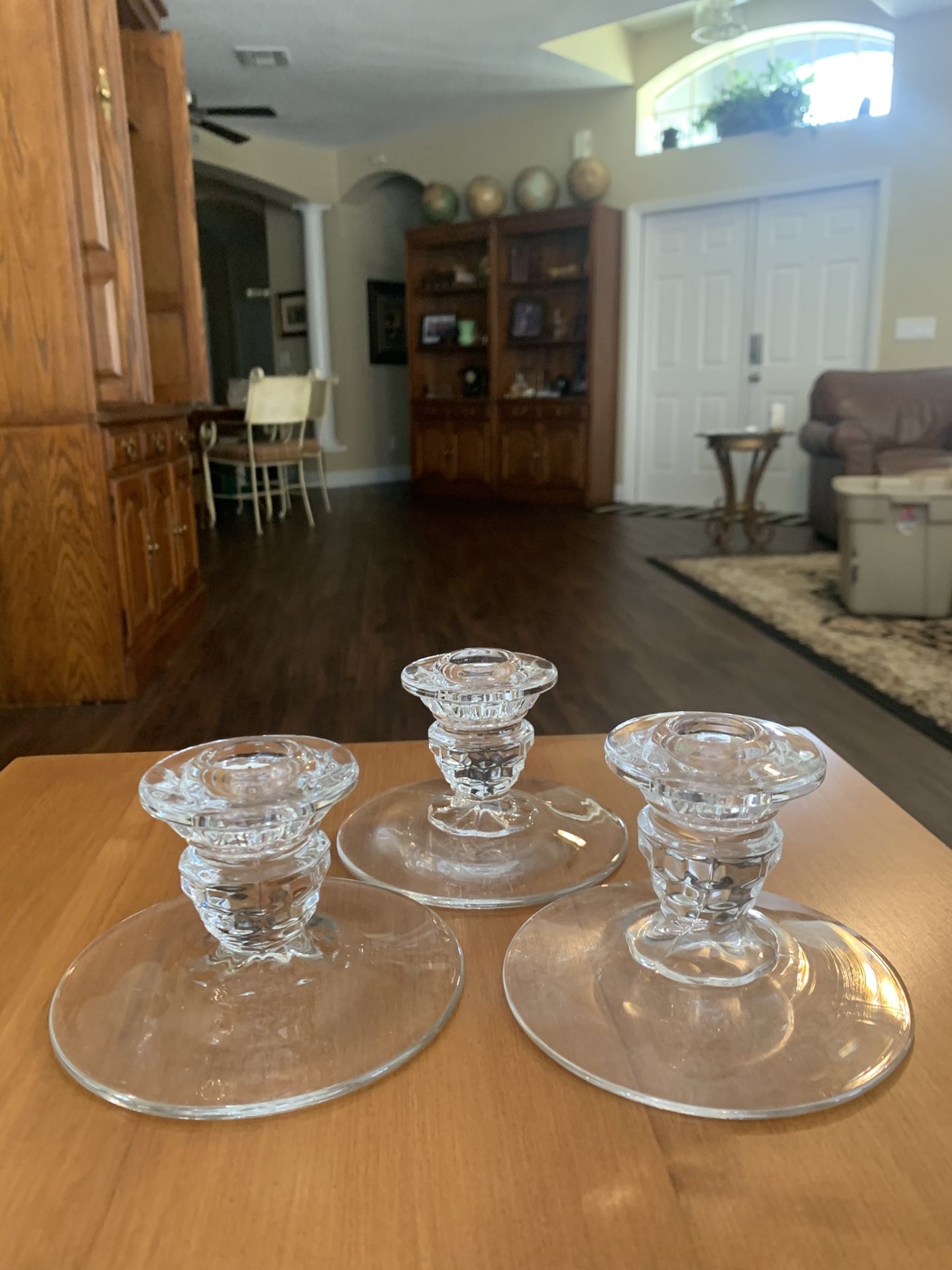 (3) Fostoria American Candle Holders
