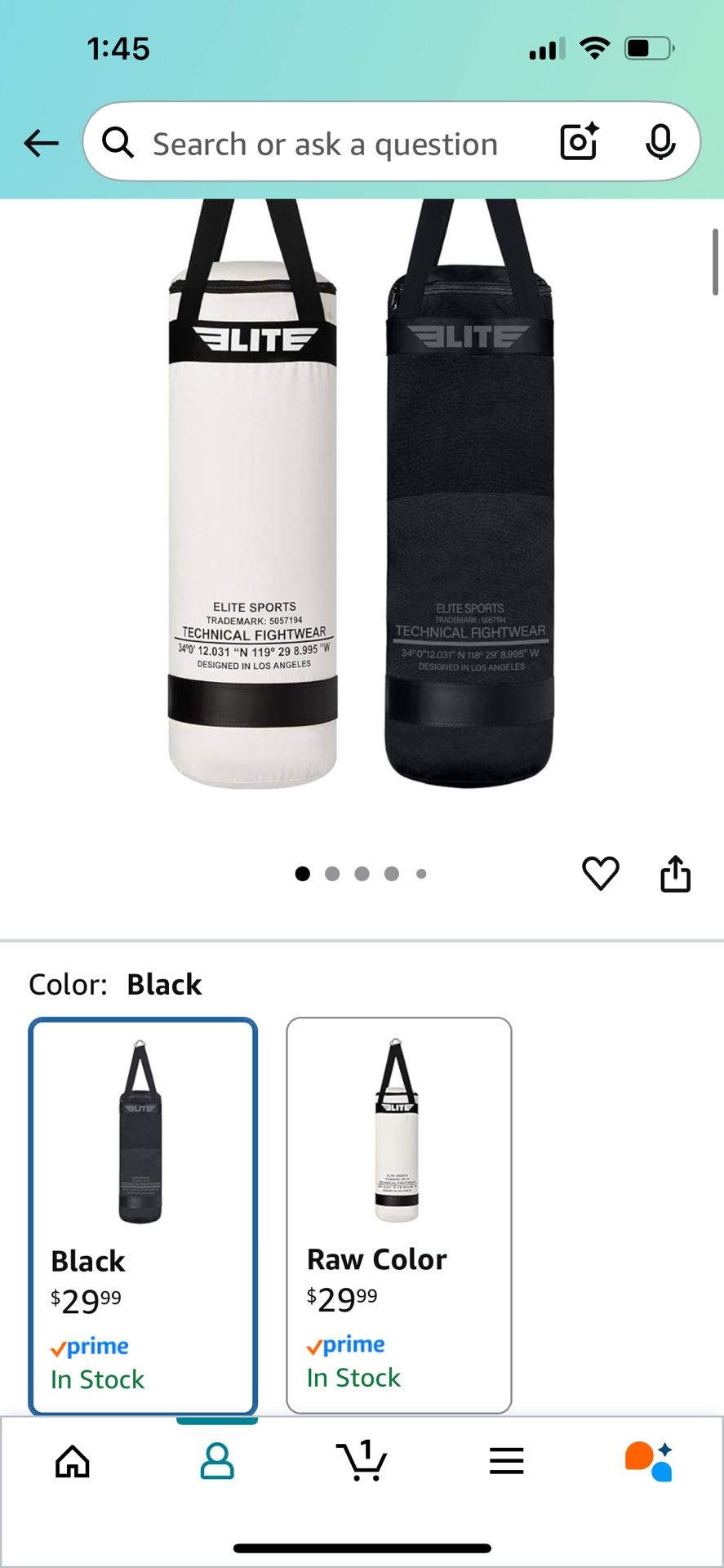 Black Canvas Punching Heavy Bag