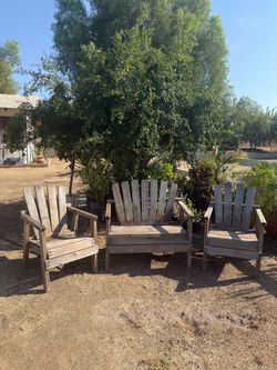 Beautiful Rustic/Weathered  3-Piece Wooden Adirondack Style  Patio Set (Read Description)