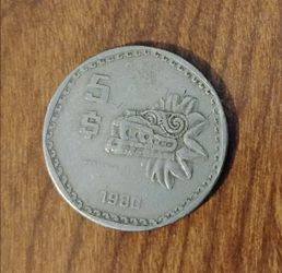 1980 Mexican Mexico Vintage Aztec coin