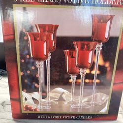 Red Glass Votive Holders 